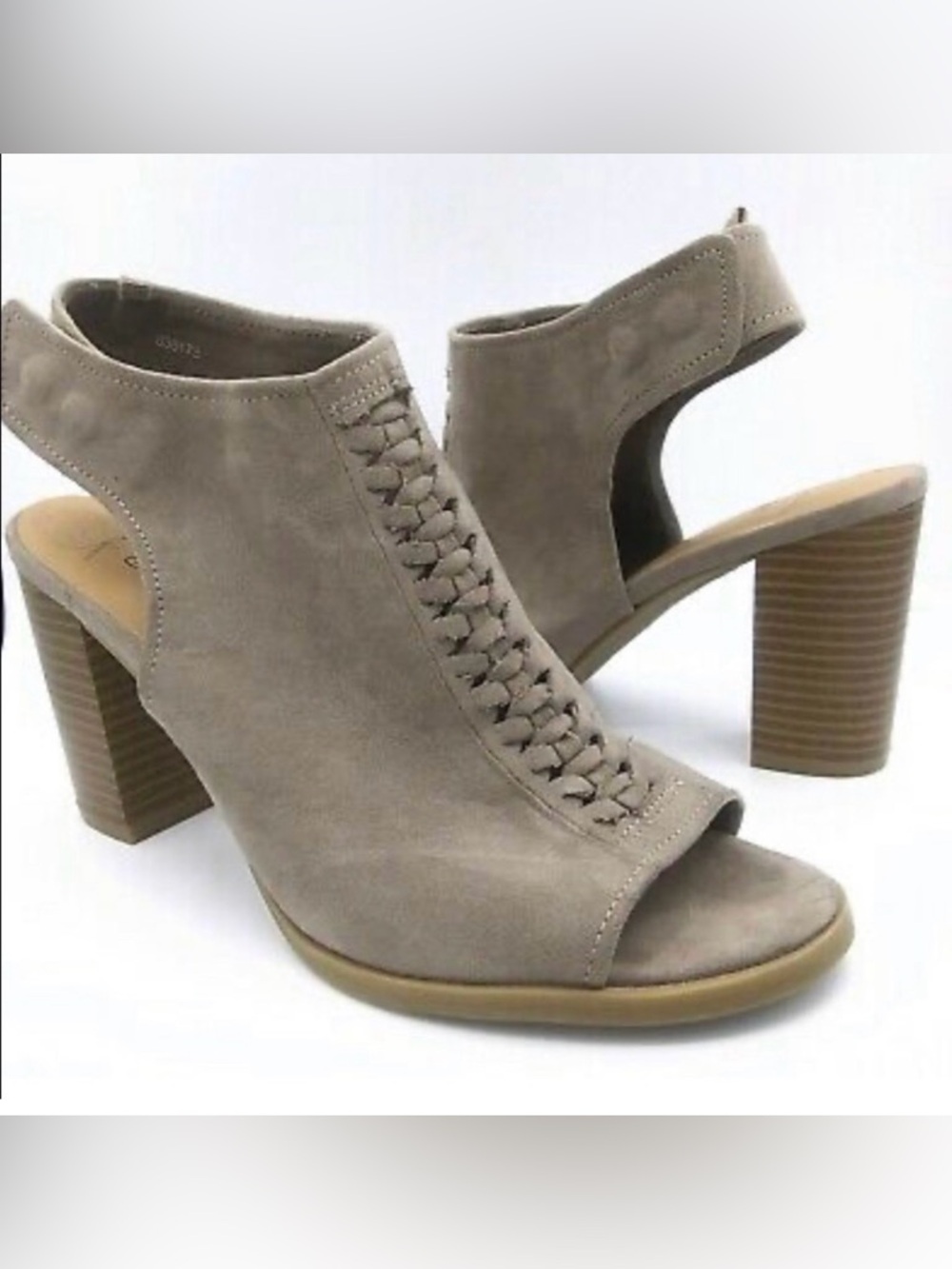 Taupe Suede Peep Toe Booties size 9 heels shoes